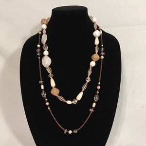 Pair of 2 Pink & White Necklaces